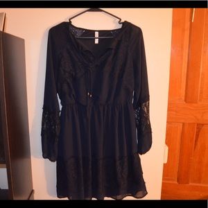 Blue Silky Dress, Long Sleeves